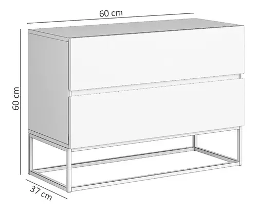 Ver imagem 2 de Mesa de Cabeceira Linha Eros 60cm Comprimento Mdf/mdp com Base Metalon