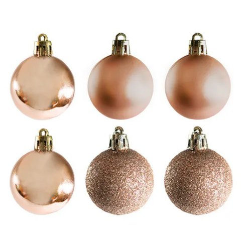 JOGO 6 BOLAS NATAL MISTA 7CM - BRONZE