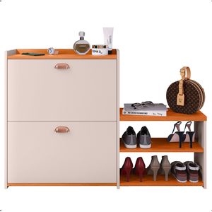 Sapateira Organizadora com Banco 2 Portas Milano - Off White / Cinamomo