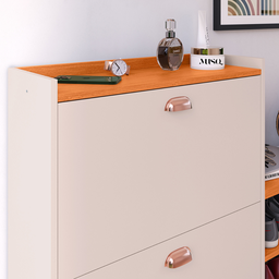 Sapateira Organizadora com Banco 2 Portas Milano - Off White / Cinamomo - 6