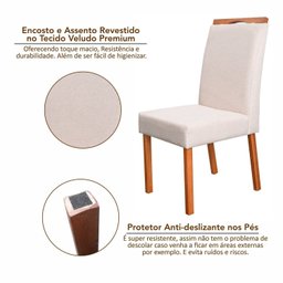Conjunto 8 Cadeiras em Madeira Maciça e Estofada Bella Authentic - 8