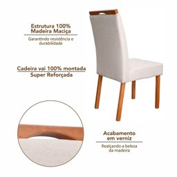 Conjunto 8 Cadeiras em Madeira Maciça e Estofada Bella Authentic - 5