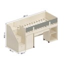 Ver imagem 3 de Cama Elevada com Escrivaninha Artsy e Guarda Roupa 4 Portas Curió Casatema MadeiraOriginals Natural