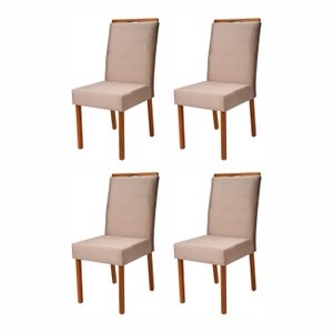 Kit 4 Cadeiras Madeira Maciça e Estofada Bella Espresso Móveis 