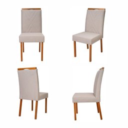 Conjunto 4 Cadeiras em Madeira Maciça, Estofada e Bordada Liz Authentic Espresso Móveis - 11