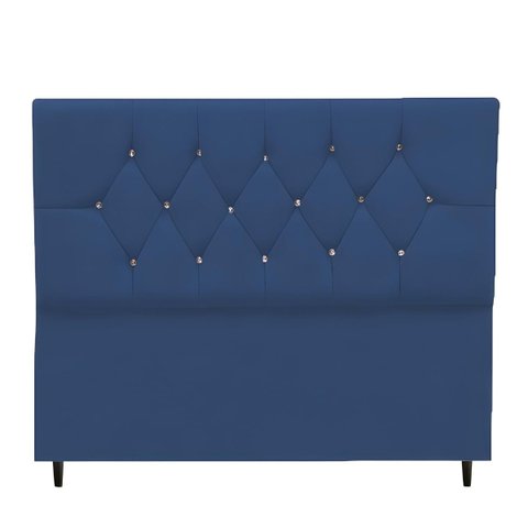 Cabeceira Cama Box Estofada Queen 160 Cm Geovana Suede:azul Marinho