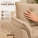 Ver imagem 6 de Kit Sala Namoradeira + 2 Poltronas + Puff Estofado em Suede Bege
