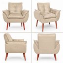 Ver imagem 4 de Kit Sala Namoradeira + 2 Poltronas + Puff Estofado em Suede Bege