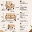 Ver imagem 5 de Kit Sala Namoradeira + 2 Poltronas + Puff Estofado em Suede Bege