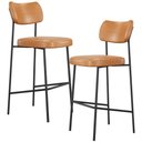 Ver imagem 1 de Kit 02 Banquetas Alta Bar Cozinha Sala de Jantar Preto Elira L02 Couríssimo Whisky - Lyam Decor