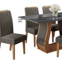 Ver imagem 5 de Conjunto Mesa de Jantar Retangular Manuela 160x80cm sem Vidro e 6 Cadeiras Yescasa Cinza/Grafite/Mel