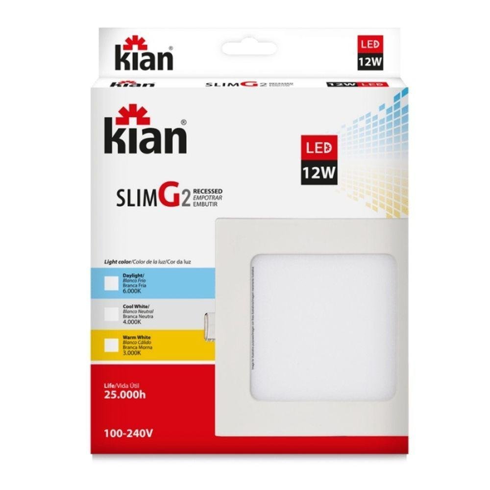 Kit 10 Painéis Led Embutir 12w Quadrado Branco Frio Bivolt - 2