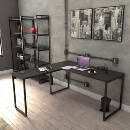 Kit 2 Peças com Mesa para Escritorio em L Industrial 150cm Kuadra e Cadeira de Escritório Diretor Tok - 10