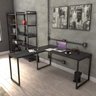 Conjunto 2 Peças com Mesa para Escritorio em L Industrial 150cm Kuadra e Cadeira de Escritório Diretor Tok Onix - 11