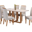 Ver imagem 2 de Conjunto Mesa de Jantar Retangular Viel 160cm x 80cm com Vidro e 6 Cadeiras Yescasa Bege/Mel/Off White/Marfim