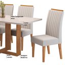 Ver mais imagens de Conjunto Mesa de Jantar Retangular Viel 160cm x 80cm com Vidro e 6 Cadeiras Yescasa Bege/Mel/Off White/Marfim
