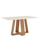 Ver imagem 1 de Mesa de Jantar Lins 6 Lugares com Tampo de Mdf e Canto Reto 160x90 Nature/off White - Móveis Henn