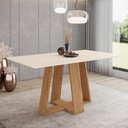 Ver imagem 2 de Mesa de Jantar Lins 6 Lugares com Tampo de Mdf e Canto Reto 160x90 Nature/off White - Móveis Henn