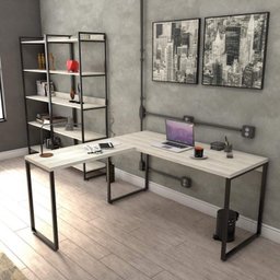 Kit 2 Peças com Mesa para Escritorio em L Industrial 150cm Kuadra e Cadeira de Escritório Diretor Tok - 2