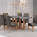Ver imagem 1 de Conjunto Mesa de Jantar Retangular Viel 160x80cm com Vidro e 6 Cadeiras Yescasa