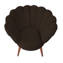 Ver imagem 4 de Poltrona Decorativa Pétala Flor Veludo Marrom Pés Palito em Madeira