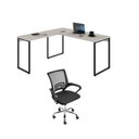 Ver imagem 1 de Conjunto 2 Peças com Mesa para Escritorio em L Industrial 150cm Kuadra e Cadeira de Escritório Diretor Tok Branco