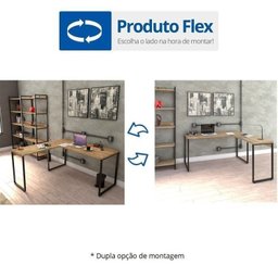 Kit 2 Peças com Mesa para Escritorio em L Industrial 150cm Kuadra e Cadeira de Escritório Diretor Tok - 5