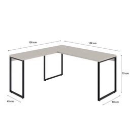 Kit 2 Peças com Mesa para Escritorio em L Industrial 150cm Kuadra e Cadeira de Escritório Diretor Tok - 4