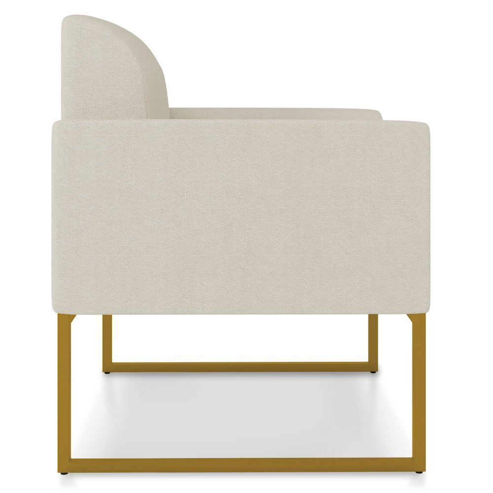 Poltrona Marisa Linho Bege Base Industrial Dourado Bnn Decor D Rossi - 4