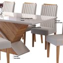 Ver mais imagens de Conjunto Mesa de Jantar Retangular Eleganza 200x90cm com Vidro e 8 Cadeiras Yescasa Bege/Mel/Off White/Marfim