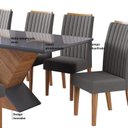 Ver imagem 6 de Conjunto Mesa de Jantar Retangular Eleganza 200x90cm com Vidro e 8 Cadeiras Yescasa Cinza/Mel/Grafite