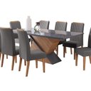 Ver imagem 2 de Conjunto Mesa de Jantar Retangular Eleganza 200x90cm com Vidro e 8 Cadeiras Yescasa Cinza/Mel/Grafite