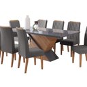 Ver imagem 2 de Conjunto Mesa de Jantar Retangular Eleganza 200x90cm com Vidro e 8 Cadeiras