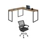 Kit 2 Peças com Mesa para Escritorio em L Industrial 150cm Kuadra e Cadeira de Escritório Diretor Tok - 1