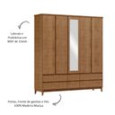 Ver imagem 5 de Guarda Roupa 5 Portas 6 Gavetas MDF e Madeira Maciça Linha Prata 