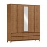 Guarda Roupa 5 Portas 6 Gavetas MDF e Madeira Maciça Linha Prata  - 3