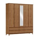 Ver imagem 3 de Guarda Roupa 5 Portas 6 Gavetas MDF e Madeira Maciça Linha Prata