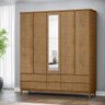Guarda Roupa 5 Portas 6 Gavetas MDF e Madeira Maciça Linha Prata  - 8