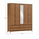 Ver imagem 4 de Guarda Roupa 5 Portas 6 Gavetas MDF e Madeira Maciça Linha Prata 