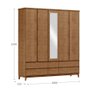 Guarda Roupa 5 Portas 6 Gavetas MDF e Madeira Maciça Linha Prata  - 4