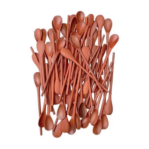 Kit 50 Peças Colher de Pau Madeira Modelos Molho 18 cm