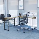 Ver mais imagens de Conjunto 2 Peças com Mesa para Escritorio em L Industrial 150cm Kuadra e Cadeira de Escritório Diretor Tok Marrom