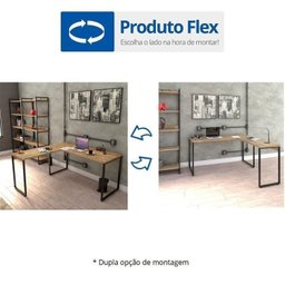 Kit 2 Peças com Mesa para Escritorio em L Industrial 150cm Kuadra e Cadeira de Escritório Diretor Tok - 5