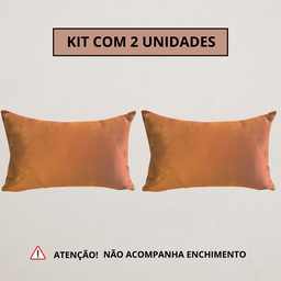 Kit 2 Capa Almofada Veludo Lisa 30x50 Ziper - Cobre - 4