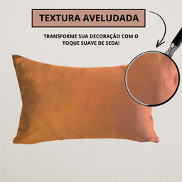 Kit 2 Capa Almofada Veludo Lisa 30x50 Ziper - Cobre - 3