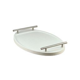 Bandeja Cantinho Café Decorativa da Manhã Escritório 46x26:branco/aço Escovado - 7