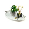 Bandeja Cantinho Café Decorativa da Manhã Escritório 46x26:branco/aço Escovado - 1