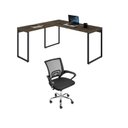 Ver imagem 1 de Conjunto 2 Peças com Mesa Escritório em L Industrial 150cm Kuadra e Cadeira de Diretor Santiago Marrom