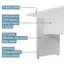Ver imagem 6 de Mesa Auxiliar Lateral para Escrivaninha Plataforma Dupla com Painel Smart 120cm MDF Yescasa Branco