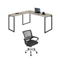 Ver imagem 1 de Conjunto 2 Peças com Mesa Escritório em L Industrial 150cm Kuadra e Cadeira de Diretor Santiago Bege
